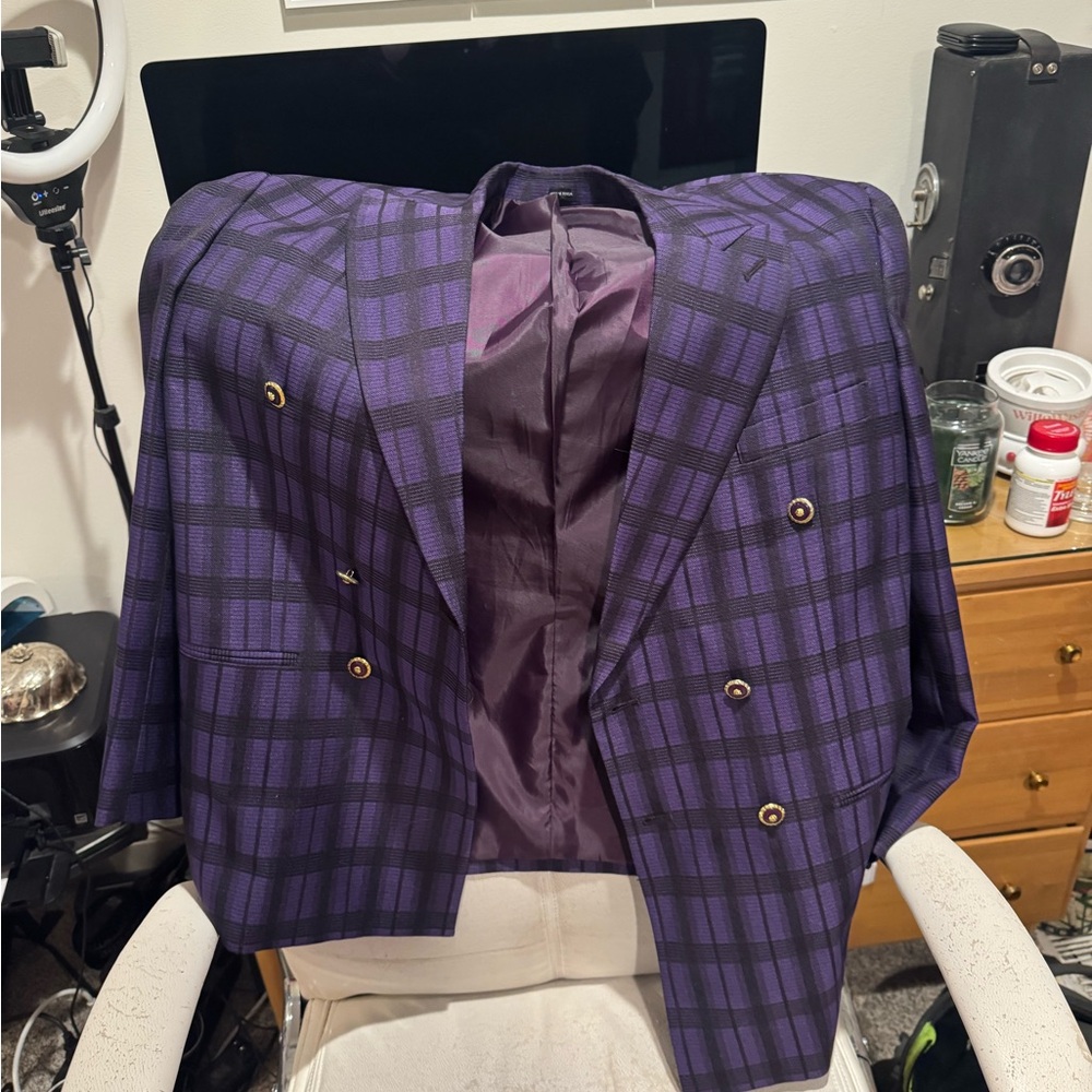Purple Plaid Men's Blazer from Korea Vintage